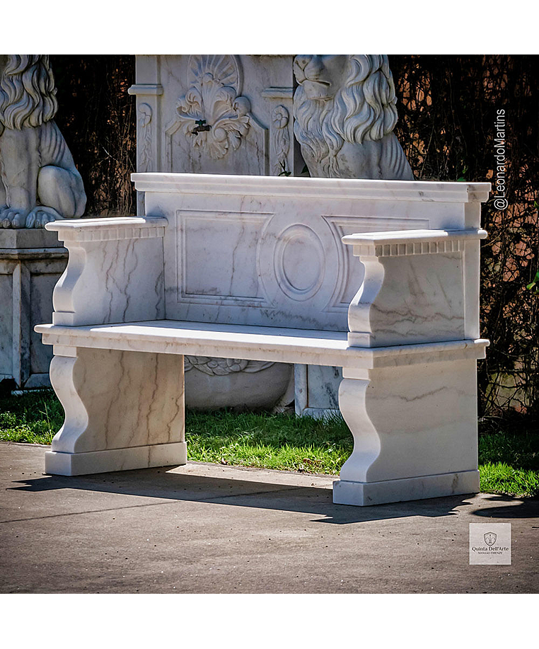 imagem do produto Banco Verona em Mármore Branco 140cm VRMP372 Sofisticação Quinta DellArte