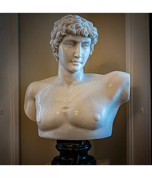 imagem de Busto Antínoo Mármore Branco 80cm BMP023 Escultura Clássica e Sofisticada