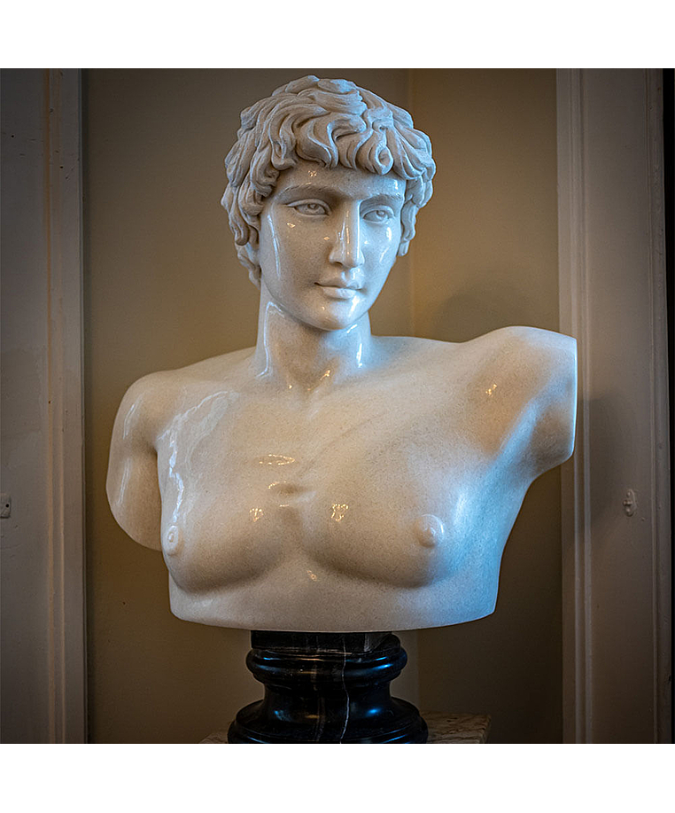 imagem do produto Busto Antínoo Mármore Branco 80cm BMP023 Escultura Clássica e Sofisticada