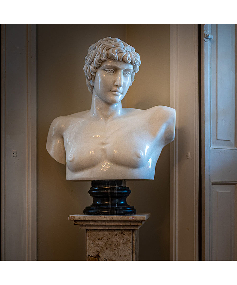 imagem do produto Busto Antínoo Mármore Branco 80cm BMP023 Escultura Clássica e Sofisticada