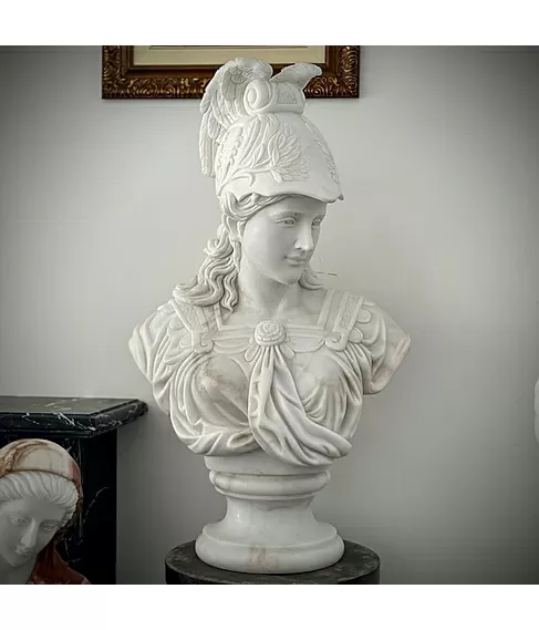 imagem de Busto Atena em Mármore Branco 83cm BMP075 Clássica 