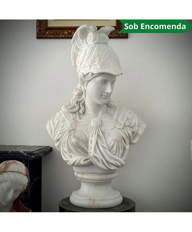 imagem do produto Busto Atena em Mármore Branco 83cm BMP075 Clássica 