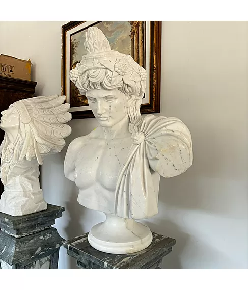 imagem de Busto Baco Deus do Vinho em M�rmore Branco 79cm - BMP055