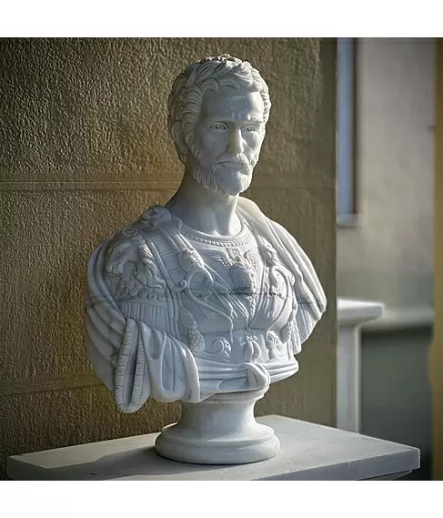 imagem de Busto Cosme I de Médici em Mármore Branco 80cm BMP082 Poder e Renascença