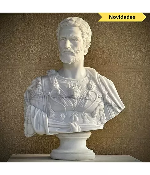 imagem de Busto Cosme I de M�dici M�rmore Branco 80cm - BMP082