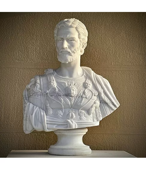 imagem de Busto Cosme I de M�dici M�rmore Branco 80cm - BMP082