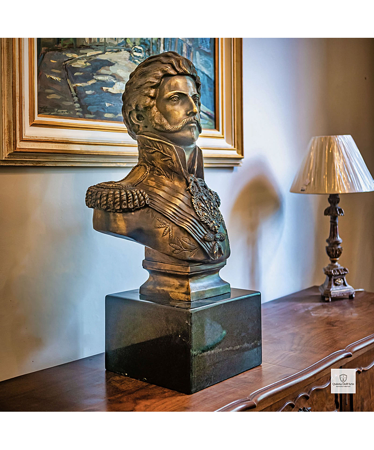 imagem do produto Busto Dom Pedro I em Bronze 84cm BBZ022  Escultura Clássica com Base em Mármore