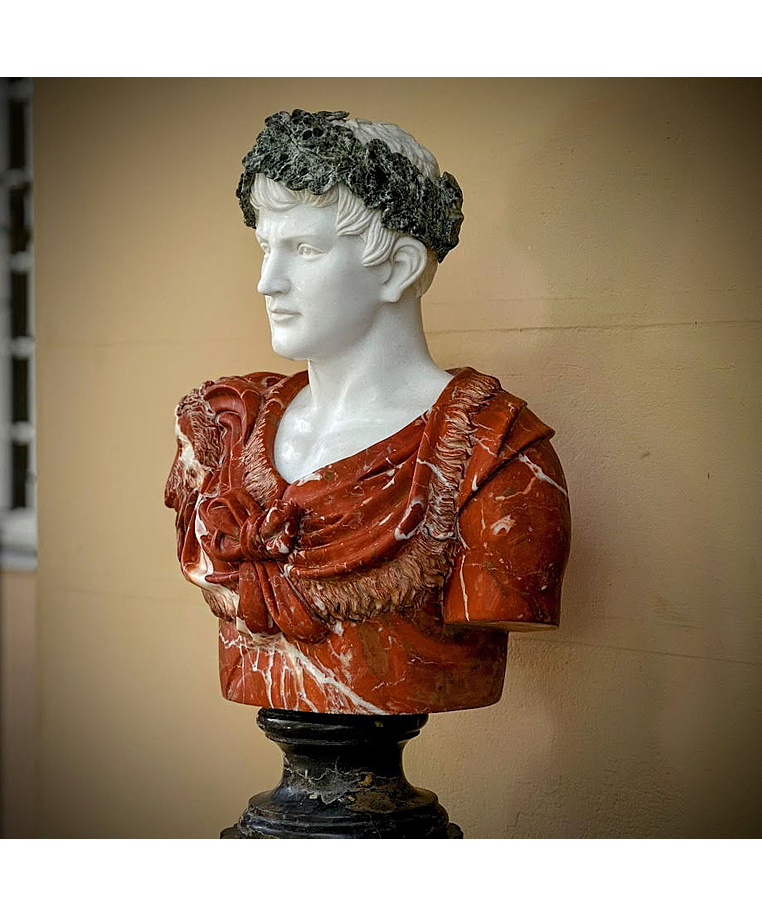 imagem do produto Busto em M�rmore Caio J�lio C�sar com  Coroa 80cm - BMP037C
