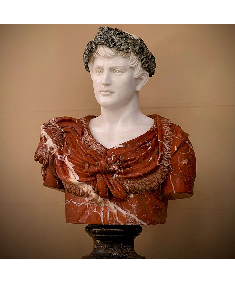 imagem do produto Busto em M�rmore Caio J�lio C�sar com  Coroa 80cm - BMP037C