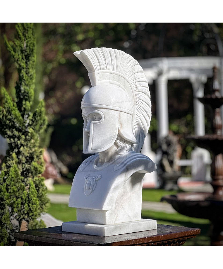 imagem do produto Busto Espartano em Mármore Branco 82cm BMP072 Força e Honra