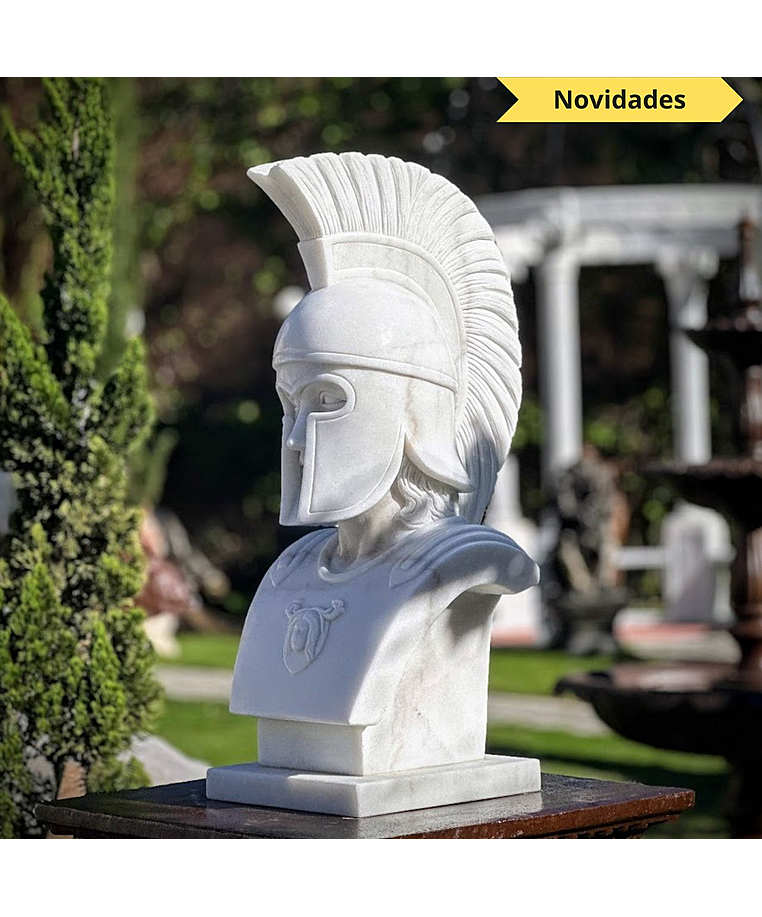 imagem do produto Busto Espartano em Mármore Branco 82cm BMP072 Força e Honra