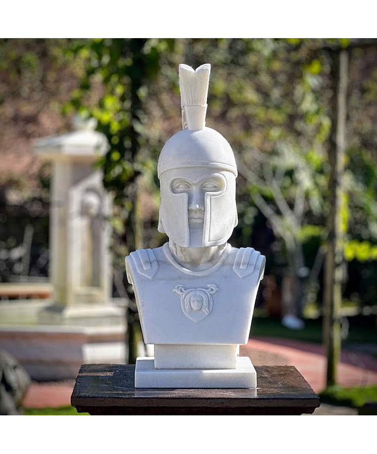 imagem do produto Busto Espartano em Mármore Branco 82cm BMP072 Força e Honra