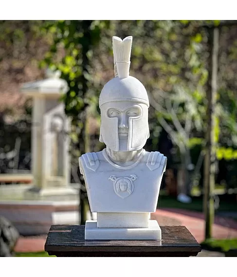 imagem de Busto Espartano M�rmore Branco 82cm - BMP072