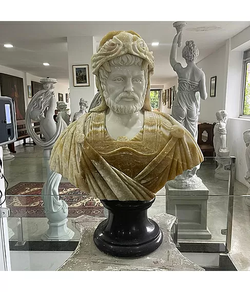 imagem de Busto Hércules IV em Mármore 80cm BMP036 Força e Grandiosidade