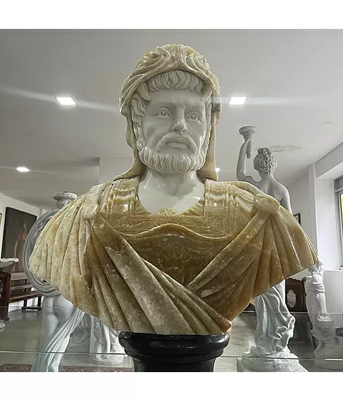imagem de Busto Hércules IV em Mármore 80cm BMP036 Força e Grandiosidade