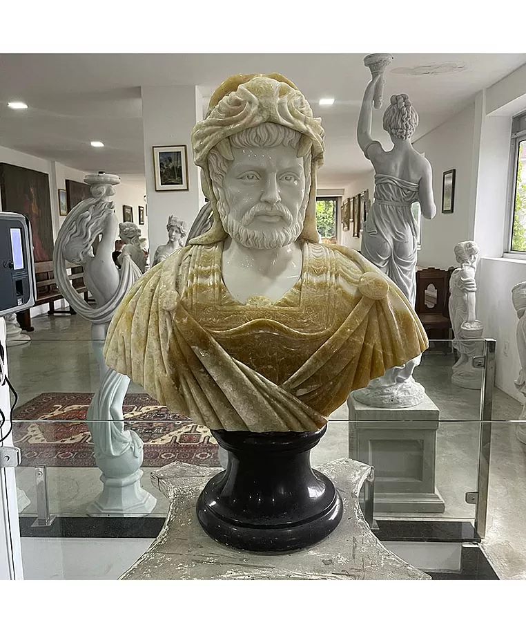 imagem do produto Busto Hércules IV em Mármore 80cm BMP036 Força e Grandiosidade