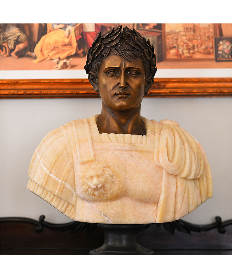 imagem do produto Busto Imperador Romano C�sar em M�rmore Color e Bronze 80cm - BMP073
