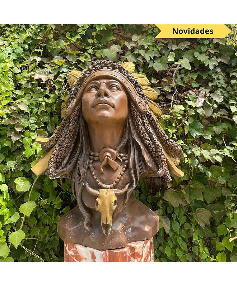 imagem do produto Busto Indígena em Bronze 60cm BBZ052 Escultura Artística Sofisticada