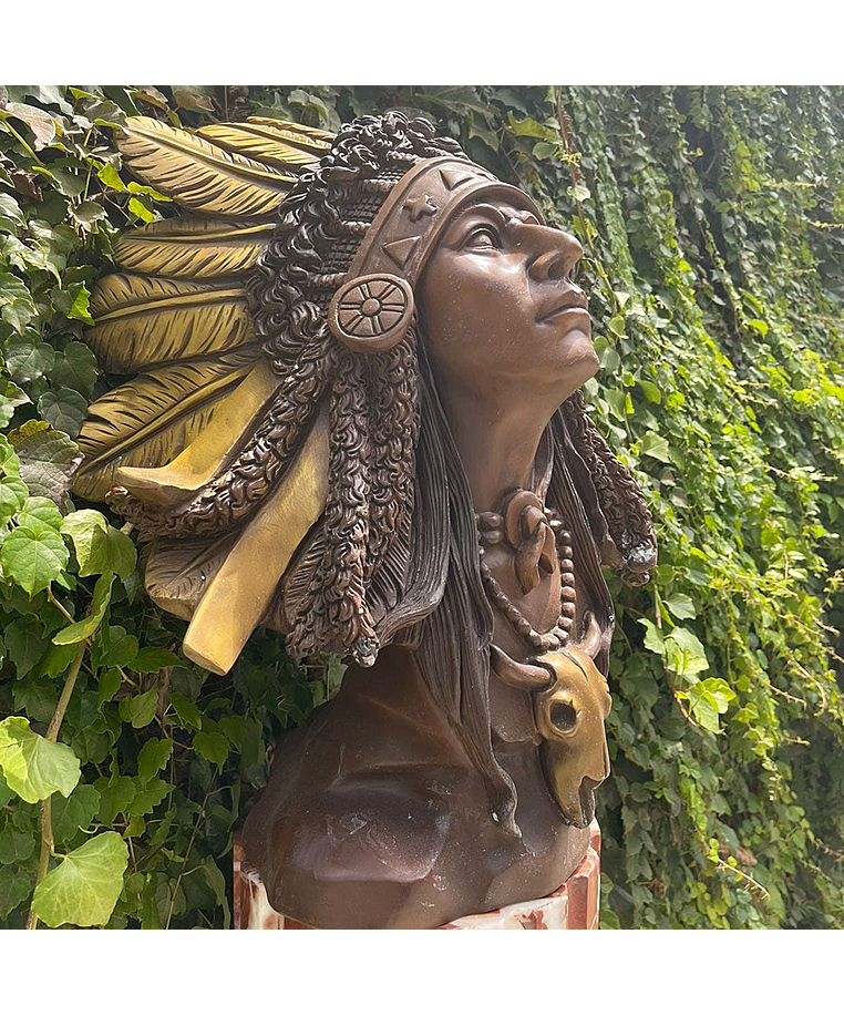 imagem do produto Busto Indígena em Bronze 60cm BBZ052 Escultura Artística Sofisticada