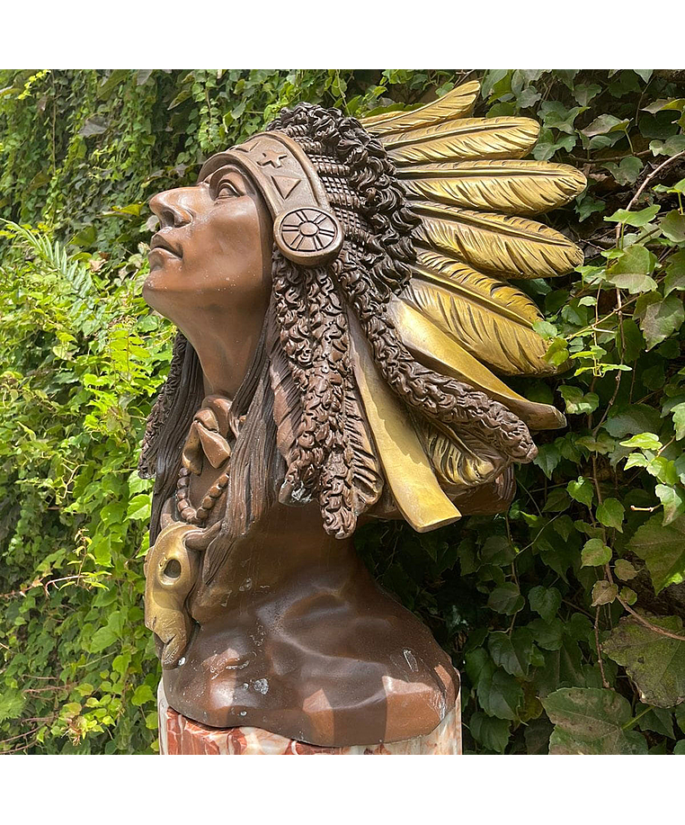 imagem do produto Busto Indígena em Bronze 60cm BBZ052 Escultura Artística Sofisticada
