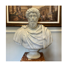 imagem do produto Busto Marco Aurélio em Mármore Branco 80cm BMP047 Elegância Atemporal