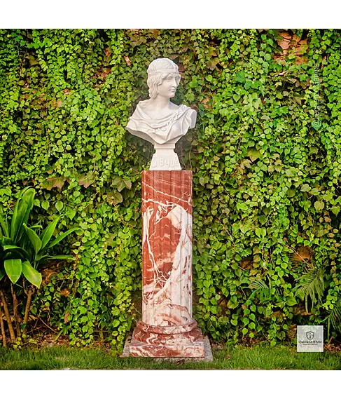 imagem de Busto Sibylle em Mármore Branco 64cm BMP071 Elegância Clássica