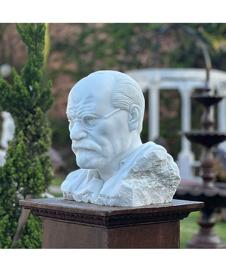 imagem do produto Busto Sigmund Freud em Mármore Branco 60cm Escultura Inspirada em Oscar Nemon 