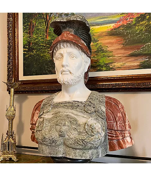imagem de Busto Soldado Romano III em Mármore 81cm BMP040 Escultura de Presença e Sofisticação
