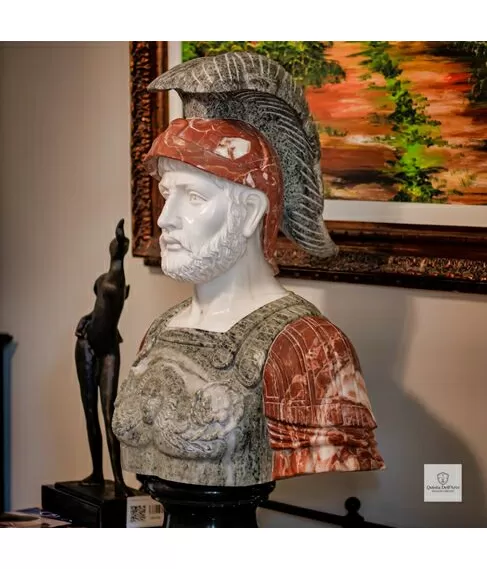 imagem de Busto Soldado Romano III em Mármore 81cm BMP040 Escultura de Presença e Sofisticação