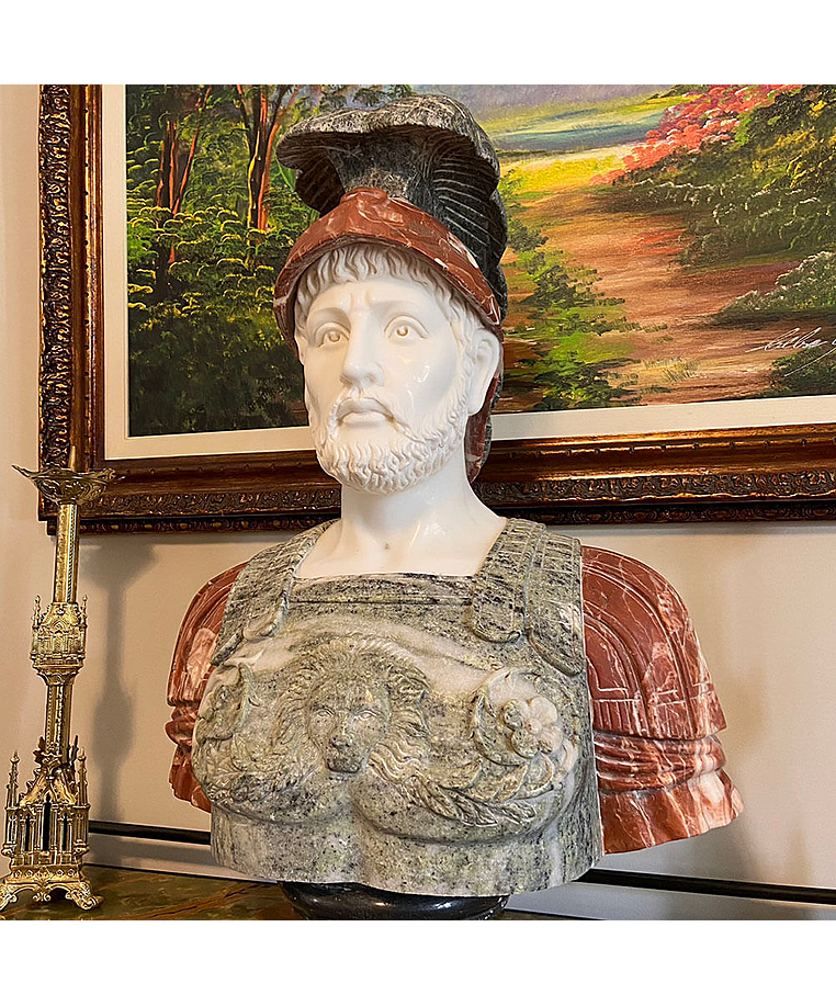 imagem do produto Busto Soldado Romano III em Mármore 81cm BMP040 Escultura de Presença e Sofisticação