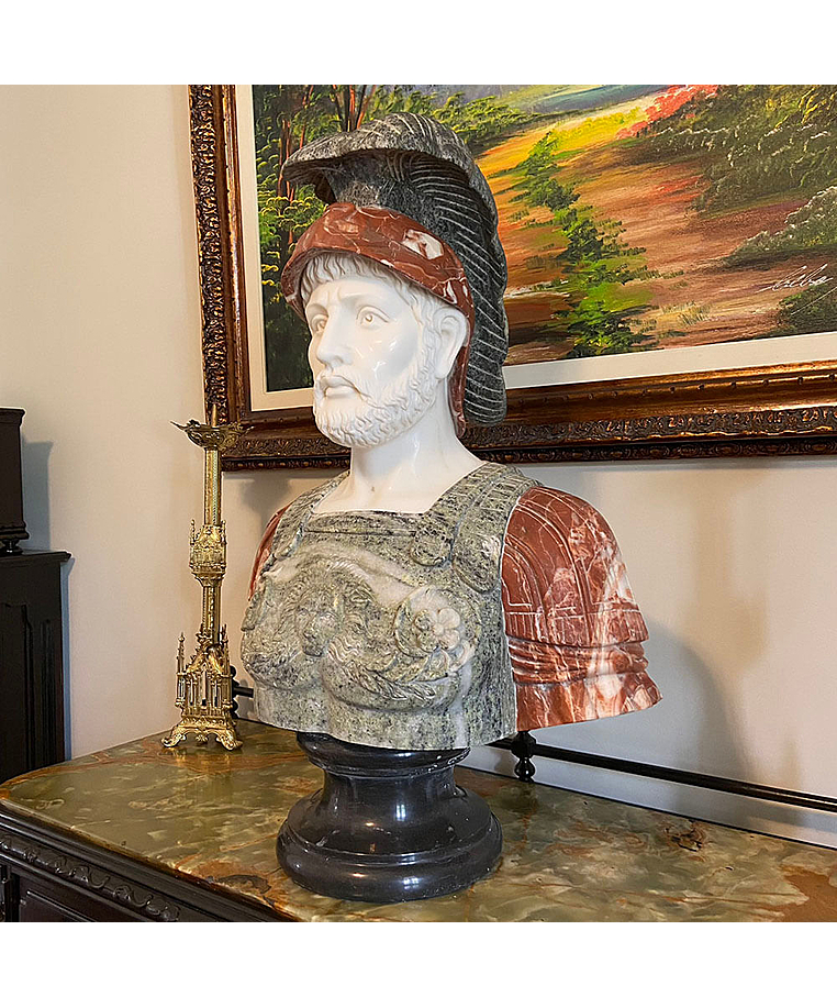imagem do produto Busto Soldado Romano III em Mármore 81cm BMP040 Escultura de Presença e Sofisticação