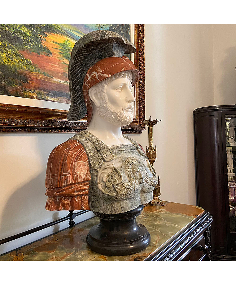 imagem do produto Busto Soldado Romano III em Mármore 81cm BMP040 Escultura de Presença e Sofisticação