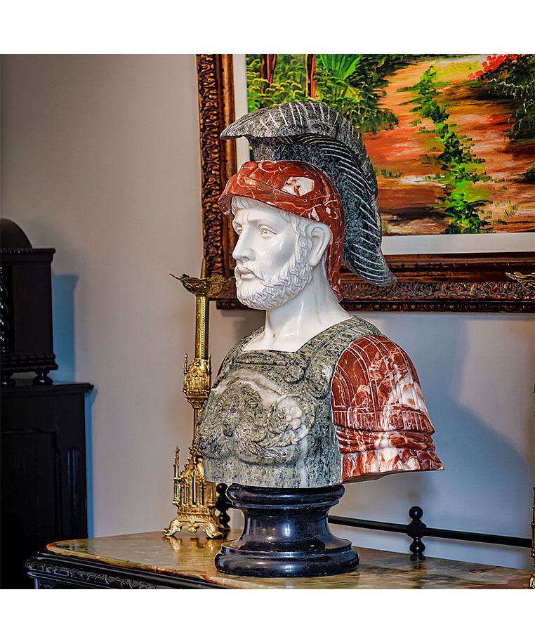 imagem do produto Busto Soldado Romano III em Mármore 81cm BMP040 Escultura de Presença e Sofisticação