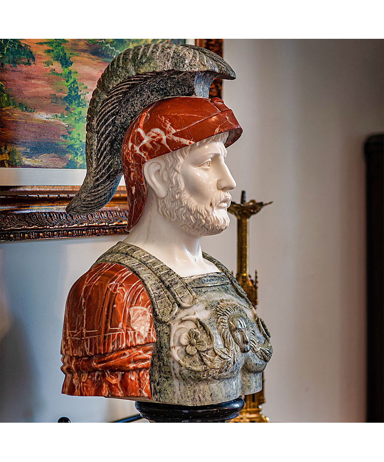 imagem do produto Busto Soldado Romano III em Mármore 81cm BMP040 Escultura de Presença e Sofisticação