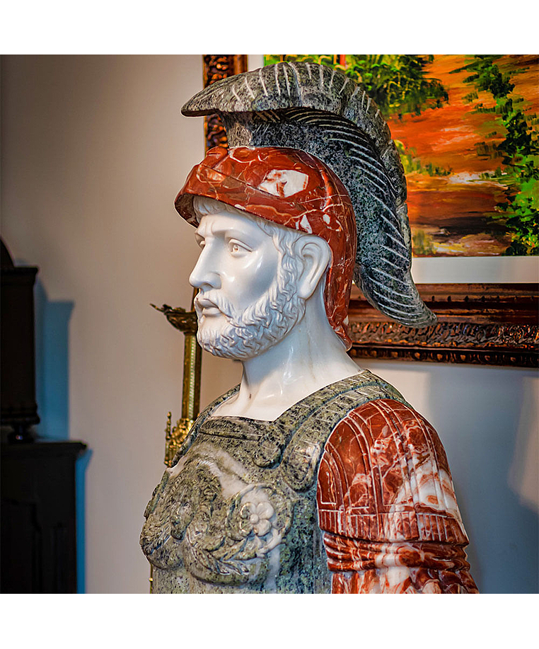 imagem do produto Busto Soldado Romano III em Mármore 81cm BMP040 Escultura de Presença e Sofisticação