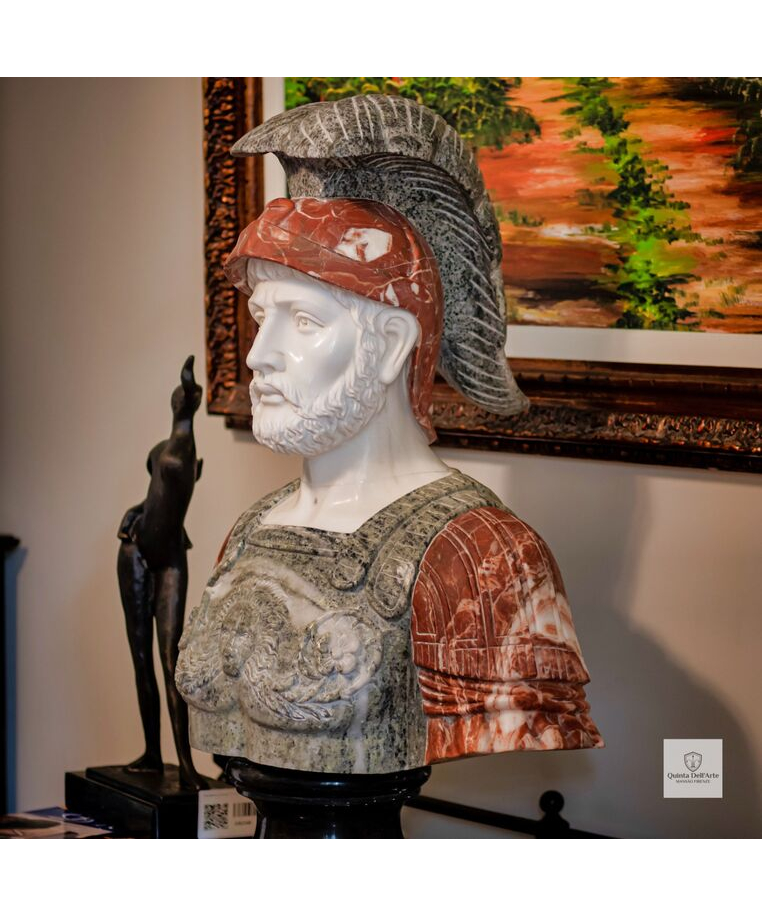 imagem do produto Busto Soldado Romano III em Mármore 81cm BMP040 Escultura de Presença e Sofisticação