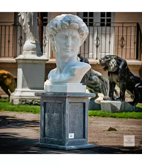 imagem de Cabeça de Davi em Mármore Arte Renascentista 70cm - EMP611