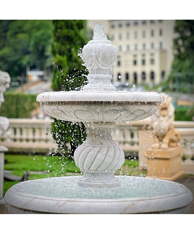 imagem do produto Chafariz 2 Pratos em Mármore Branco 210cm - FMP355 Elegância e Sofisticação