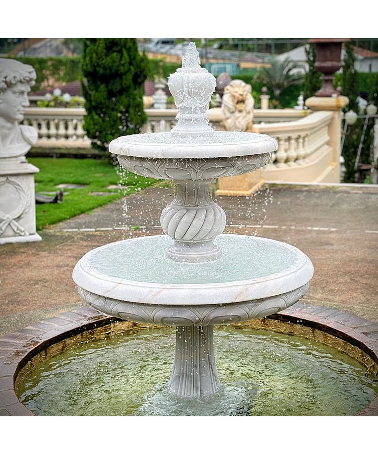 imagem do produto Chafariz 2 Pratos em Mármore Branco 210cm - FMP355 Elegância e Sofisticação