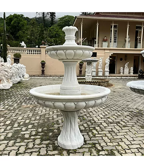 imagem de Chafariz 2 Pratos em M�rmore Branco  180cm - FMP222