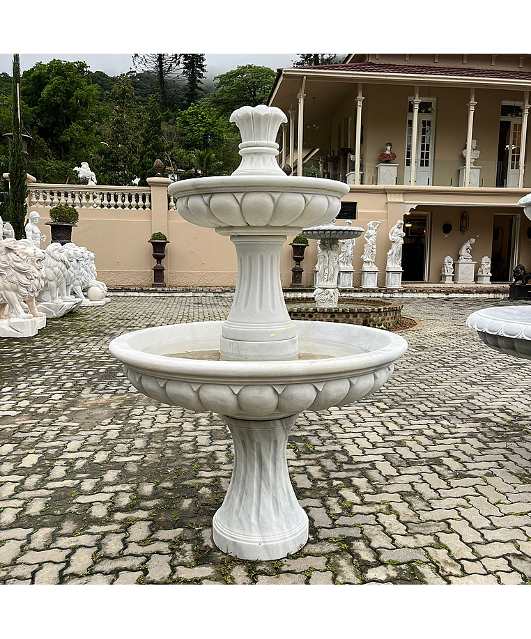 imagem do produto Chafariz 2 Pratos em M�rmore Branco  180cm - FMP222