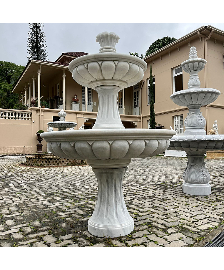 imagem do produto Chafariz 2 Pratos em M�rmore Branco  180cm - FMP222