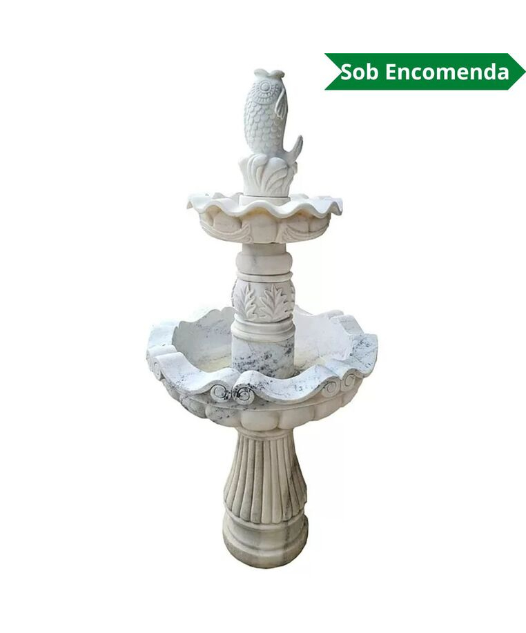 imagem do produto Chafariz 2 Pratos para Lago em Mármore 150cm - FMP137 Paisagismo Clássico e Refinado
