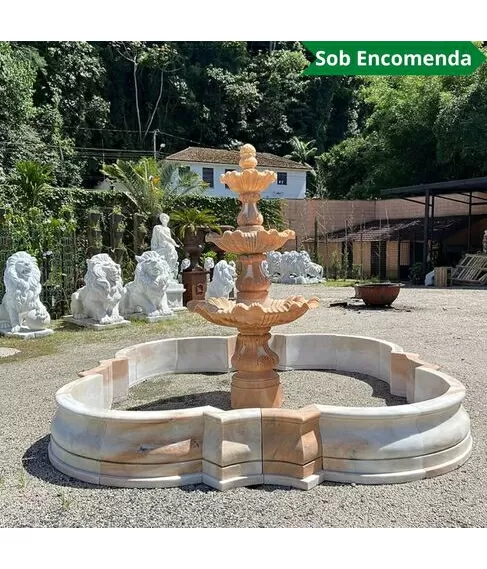 imagem de Chafariz 3 Pratos com Lago M�rmore Rosa 240cm - FMP212
