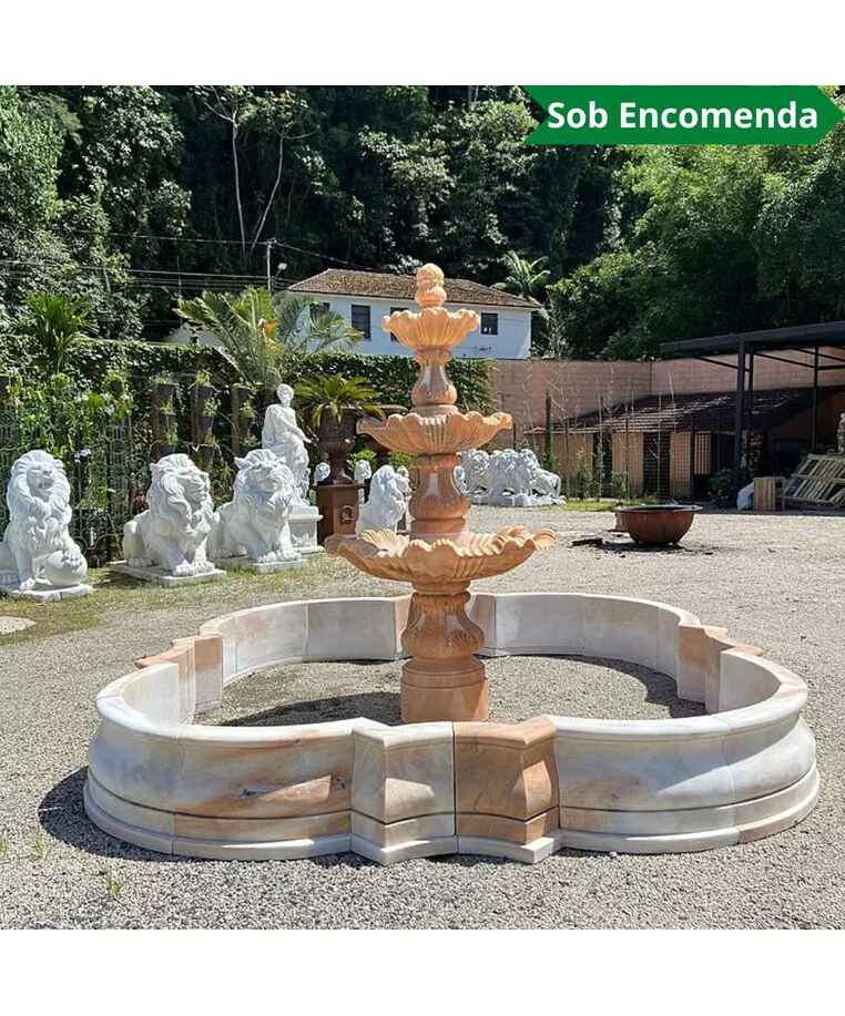 imagem do produto Chafariz 3 Pratos com Lago M�rmore Rosa 240cm - FMP212