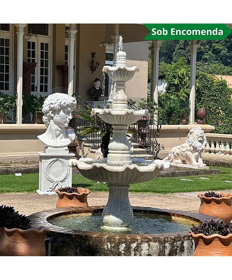 imagem do produto Chafariz 3 Pratos em M�rmore Branco 230cm - FMP221