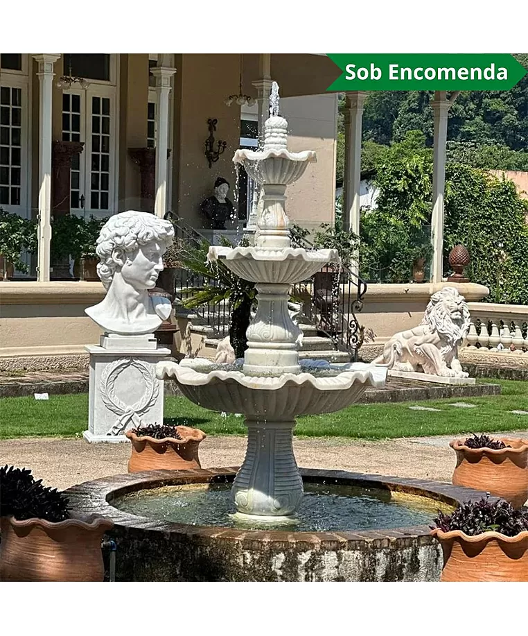 imagem do produto Chafariz 3 Pratos em M�rmore Branco 230cm - FMP221