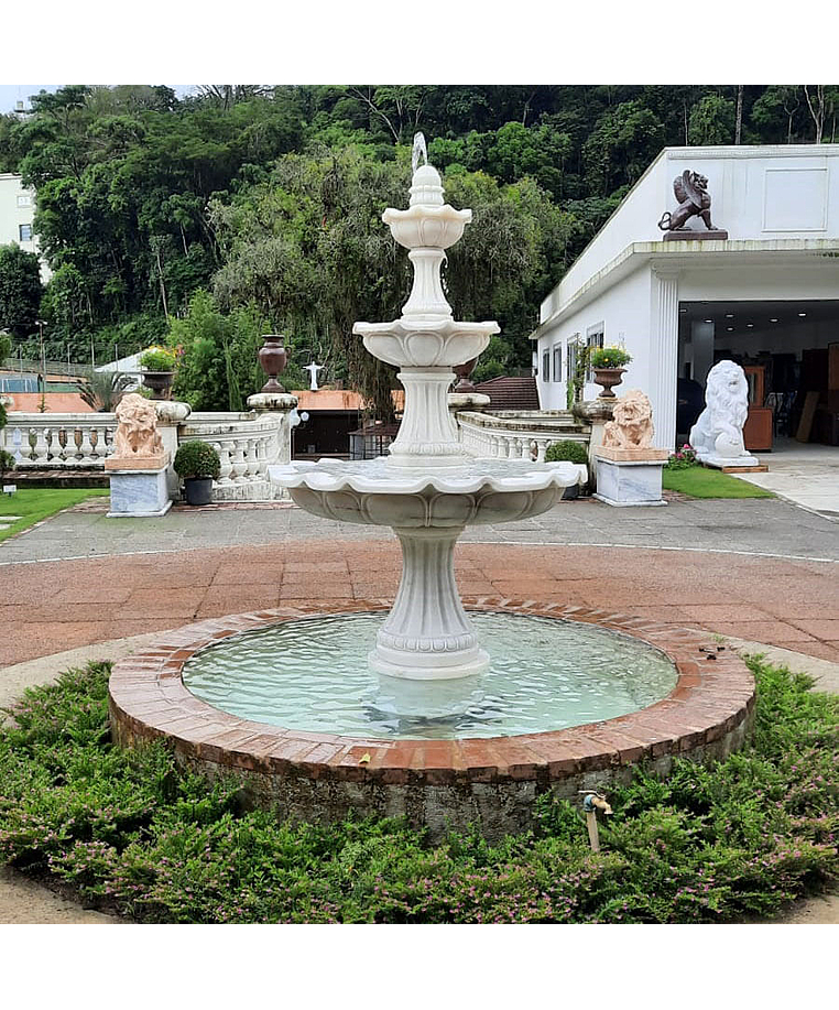 imagem do produto Chafariz 3 Pratos Mármore Branco 200cm - FMP186 Destaque no Paisagismo