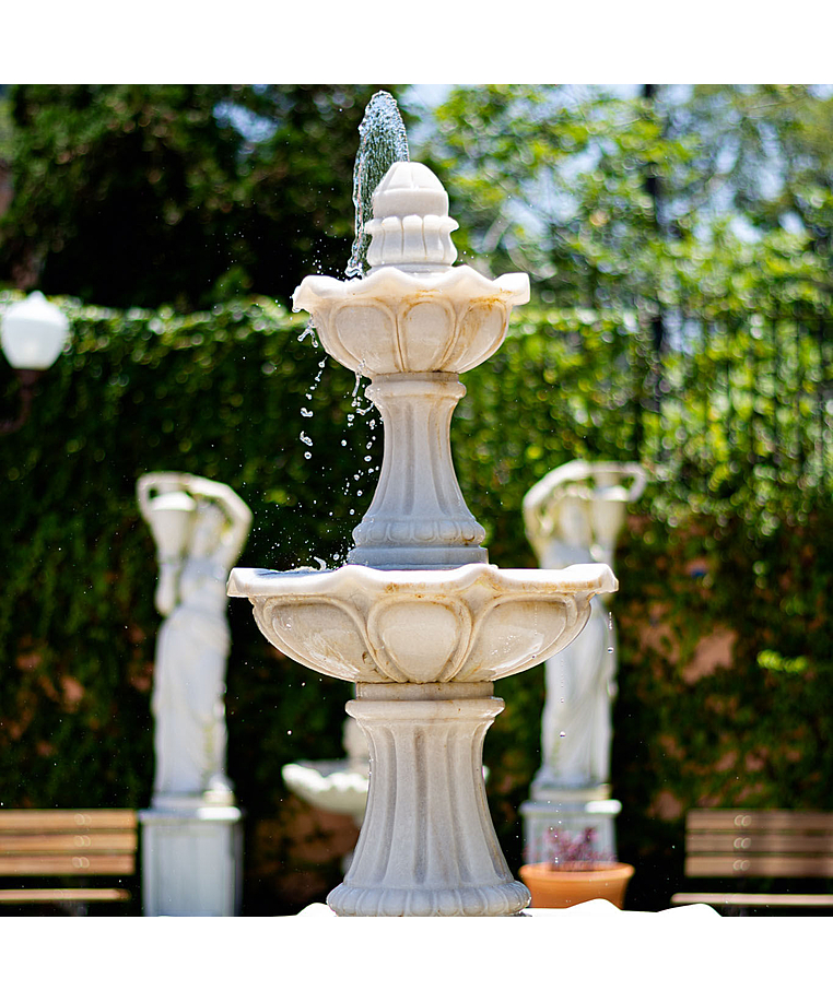 imagem do produto Chafariz 3 Pratos Mármore Branco 200cm - FMP186 Destaque no Paisagismo