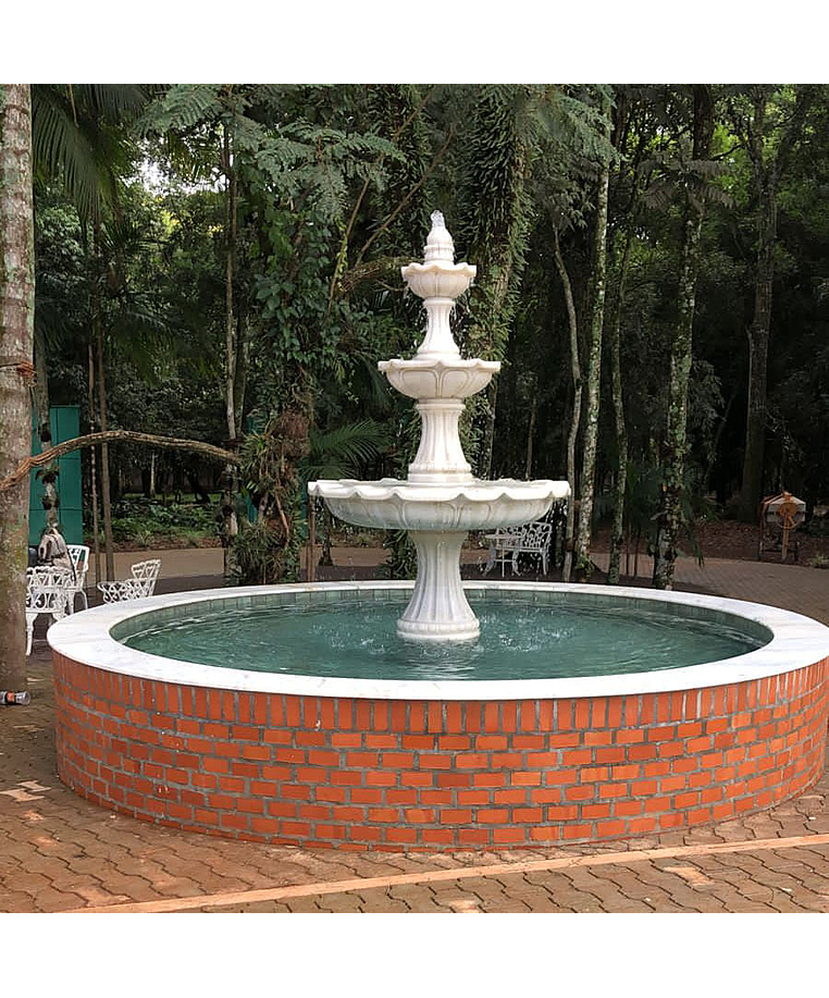 imagem do produto Chafariz 3 Pratos Mármore Branco 200cm - FMP186 Destaque no Paisagismo